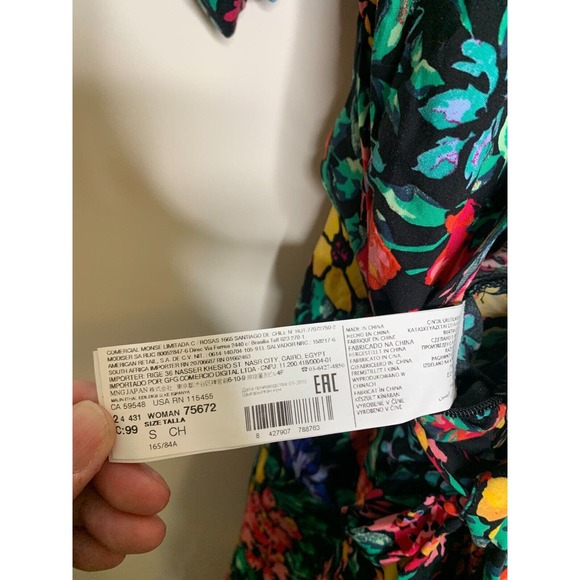 MNG Casual Womens Romper Size 4 Floral Print Body Suit Cloth Buttons Open Back - Picture 10 of 11